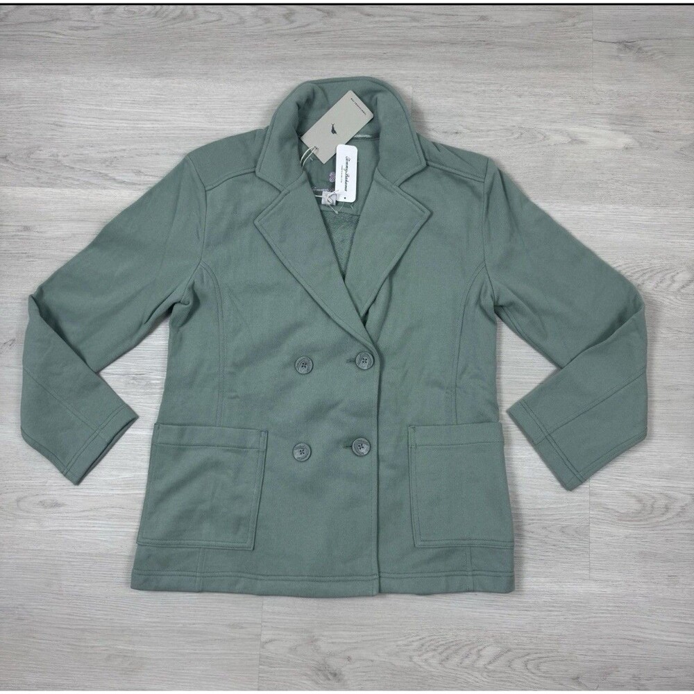 Tommy Bahama Marina Del Mar French Terry Peacoat Jacket Womens Medium Fern Green - Picture 8 of 8